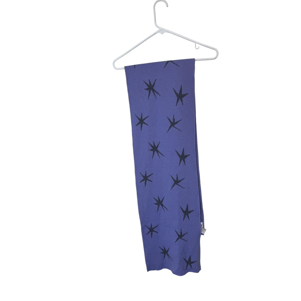 Rodier Scarf Womens Purple Wool Acrylic Knit Starburst Pattern Winter Warm